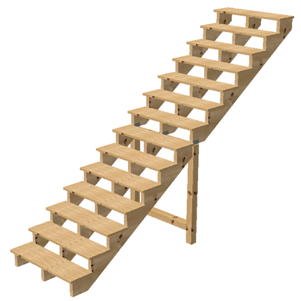 Außentreppe, Gartentreppe, Terrassentreppe  Holz Höhe 241cm 14 Stufen, Breite 140cm, OHNE Setzstufen