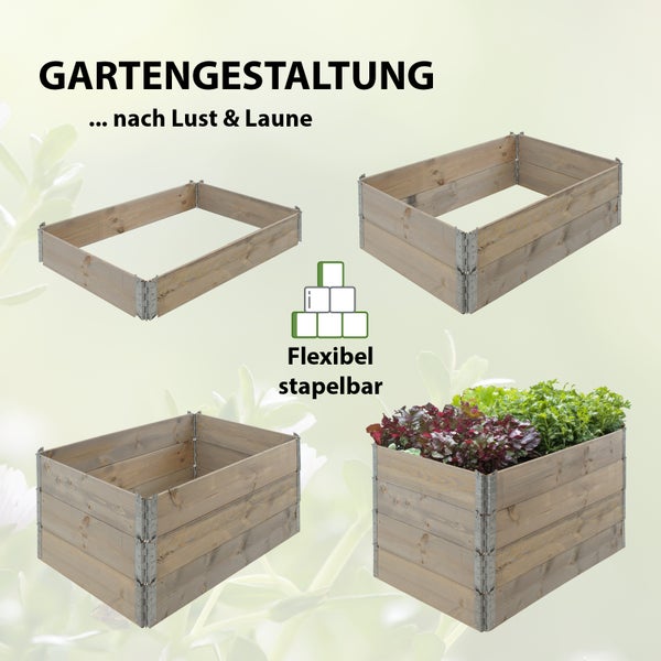 Hochbeet aus Holz 120x80x80 cm Palettenrahmen 4-teilig stapelbar Pflanzbeet Garten Balkon in grau