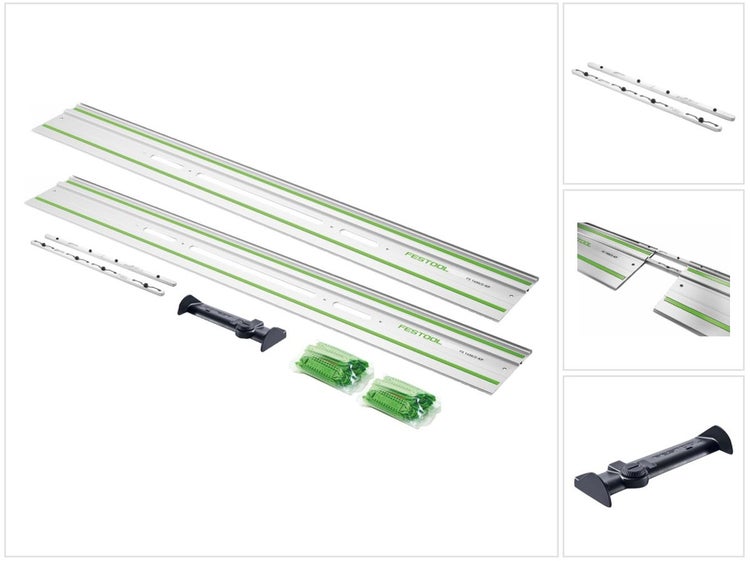 Festool FS 1400/2-KP Führungsschiene 2 Stück 1400 mm für Hand, Tauch und Stichsägen / Oberfräse + FS/2-AW Abweiser + FSV/2 Verbindungsstück