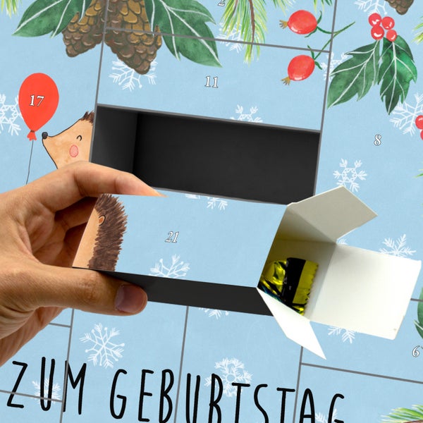 Mr. & Mrs. Panda Befüllbarer Adventskalender Igel Luftballon - Blau Pastell