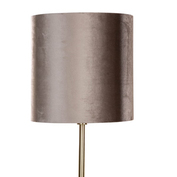 Stehlampe mit zylindrischem Lampenschirm und Metallfuß