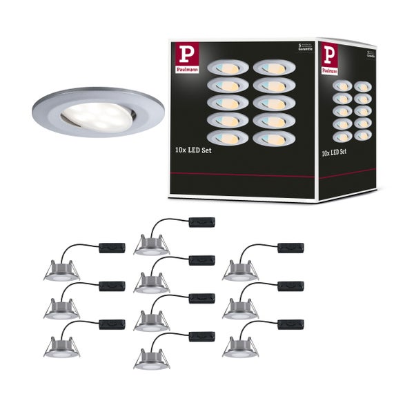 Paulmann Logo Einbaustrahler Set mit 10 LED Strahlern und fünf Jahren Garantie