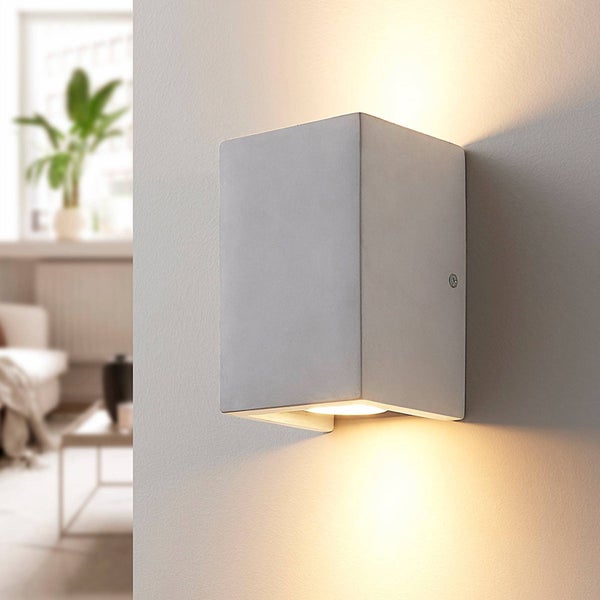 Lindby Beton Wandleuchte, Wandlampe Innen Gerda (Modern) in Alu aus (2 flammig GU10) - Wandstrahler Wandbeleuchtung Schlafzimmer / Wohnzimmer Licht nach oben & unten Flurleuchte