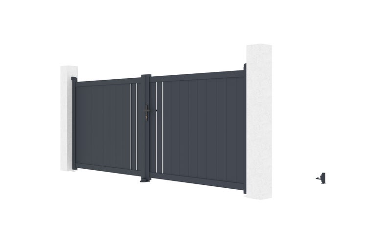 Doppeltor aus Aluminium 3,5m GIONA H.140cm grau