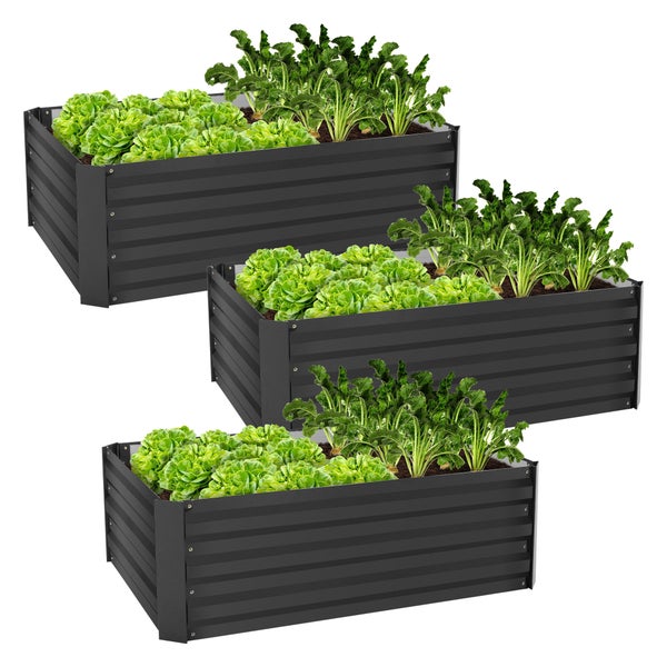 ML-Design 3er Set Hochbeet aus Metall für Garten, 90x60x30 cm, 150 Liter, Anthrazit, wetterfest, rostfrei, Outdoor, Pflanzbeet Pflanzkasten Blumenkasten Gartenbeet Gemüsebeet Frühbeet Kräuterbeet