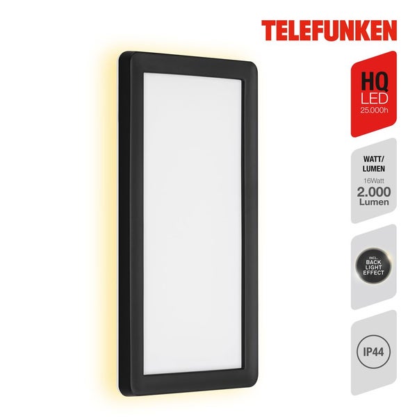 LED Außenwandleuchte Außenlampe schwarz Kunststoff 16W 4000K IP44 Telefunken