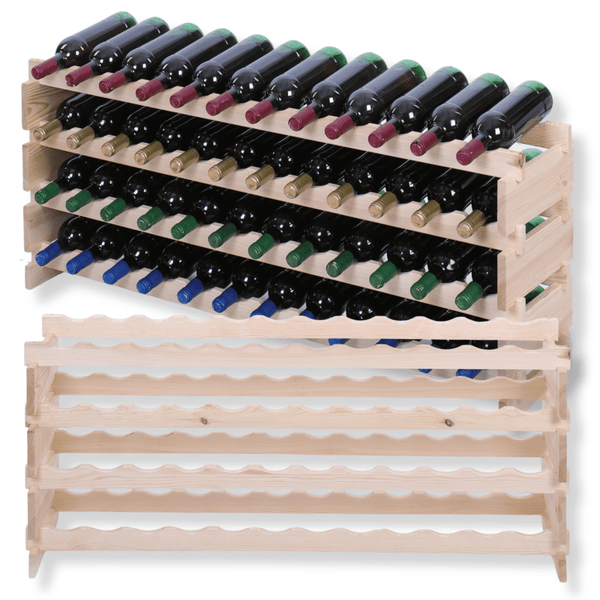 Weinregal VINOTECA FLEX PRO HxBxT 51x123x28cm 48 Flaschen auf 4 Ebenen Massives Kiefernholz Natur unbehandelt