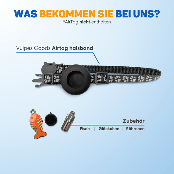 Vulpes Goods Katze Halsband - Apple Airtag Halsband für Katze - Kratzerfest und wasserdicht - 22-34.2 CM - Einheitsgröße