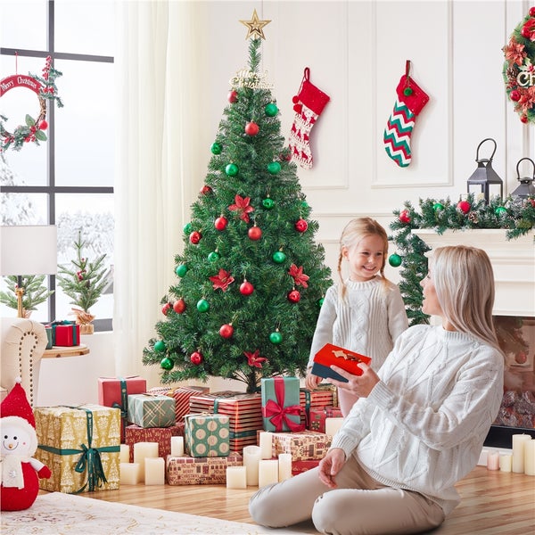 Yaheetech 182cm Weihnachtsbaum mit Faltbarem Metallständer , Grün