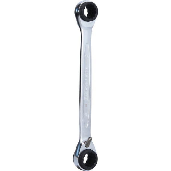 KS TOOLS 4 in 1 GEARplus umschaltbar Doppel-Ratschenringschlüssel 16 x 17 x 18 x 19 mm - 503.4546