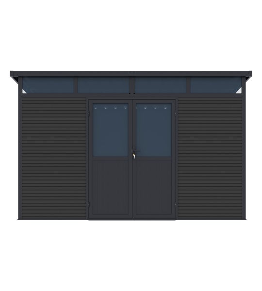 Weide Gartenhaus Aluminium Gerätehaus mit Doppeltür 338x218x226 cm Wetterfest Anthrazit