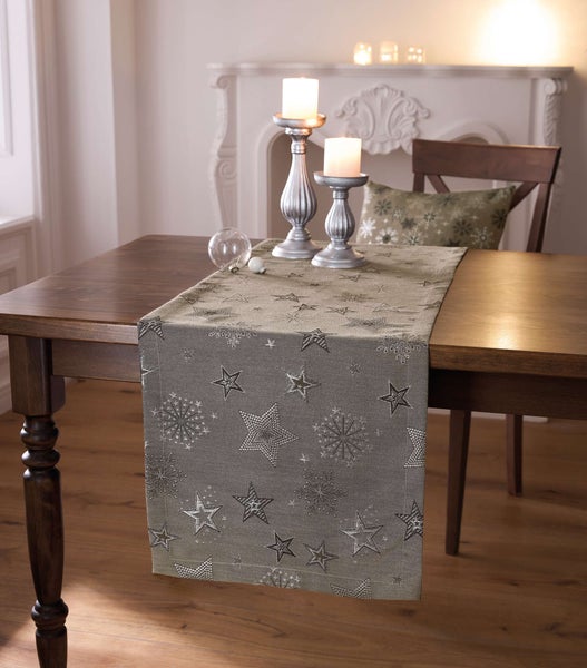 FRANK FLECHTWAREN | Tischläufer Shiny Christmas, VISKOSE, POLYESTER, METALLIC-GARN,  40 x 140 cm