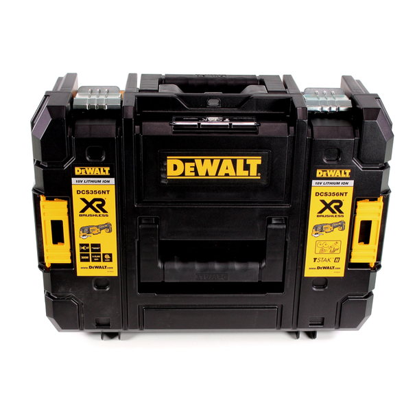 DeWalt TSTAK Werkzeugkoffer für das Akku-Multitool DCS356NT, robuster Kunststoffkoffer mit Tragegriff und Metallschließen.