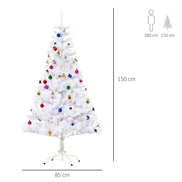 HOMCOM Weihnachtsbaum, ø85 x H150 cm, PVC, Weiß