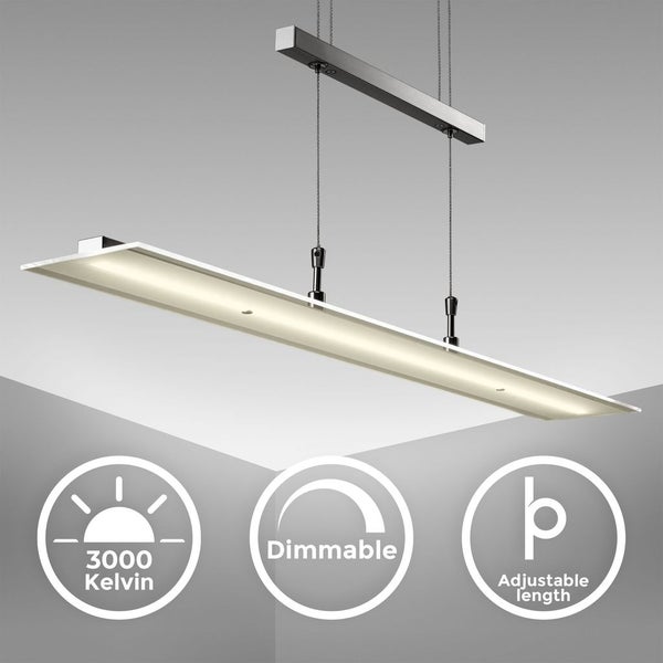 Hängelampe - 16W, 1750lm, LED, höhenverstellbar, dimmbar, warmweiß, matt-nickel