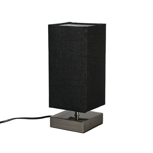 Schwarze Tischleuchte mit rechteckigem Schirm und Metallfuß