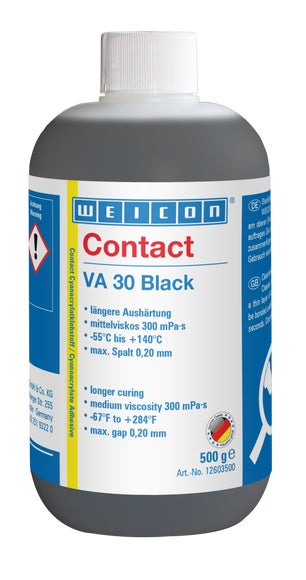 WEICON VA 30 Black Cyanacrylat-Klebstoff | mittelviskoser Sekundenkleber, gummigefüllt | 0,5 kg