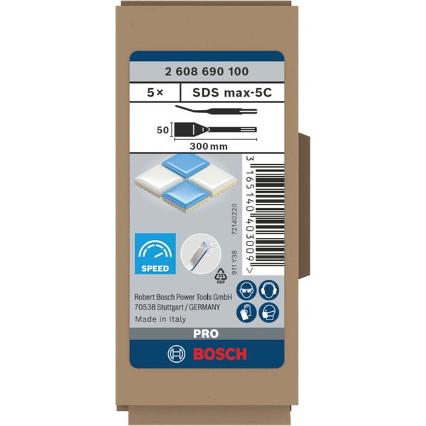 Bosch Flachmeißel SDS max-5C, 300 mm, 5 Stück