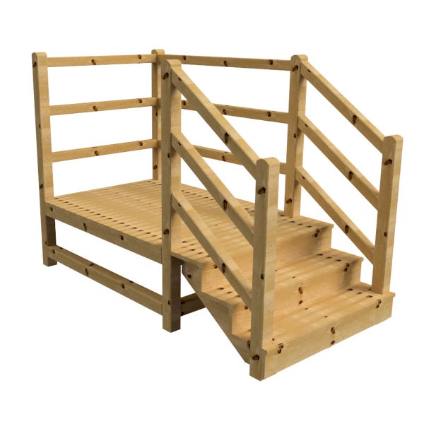 Holzpodest mit Treppe und Geländer