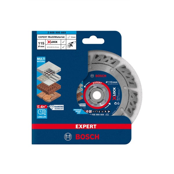 Bosch Expert MultiMaterial X-LOCK Diamanttrennscheiben 115 x 22,23 x 2,4 x 12 mm - 2608900669