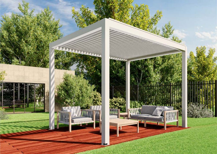 Huun Pergola Mezzo aus Metall in Grau 4x4m