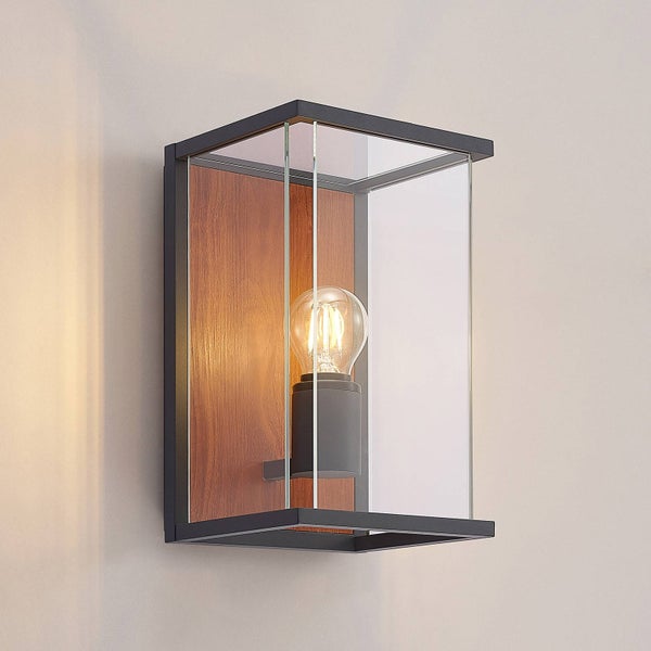 Lucande Wandleuchte außen Elwin (spritzwassergeschützt (Modern) in Schwarz aus Aluminium (1 flammig, E27) - Außenwandleuchten Wandlampe Led Außenlampe Outdoor für Außenwand/Hauswand