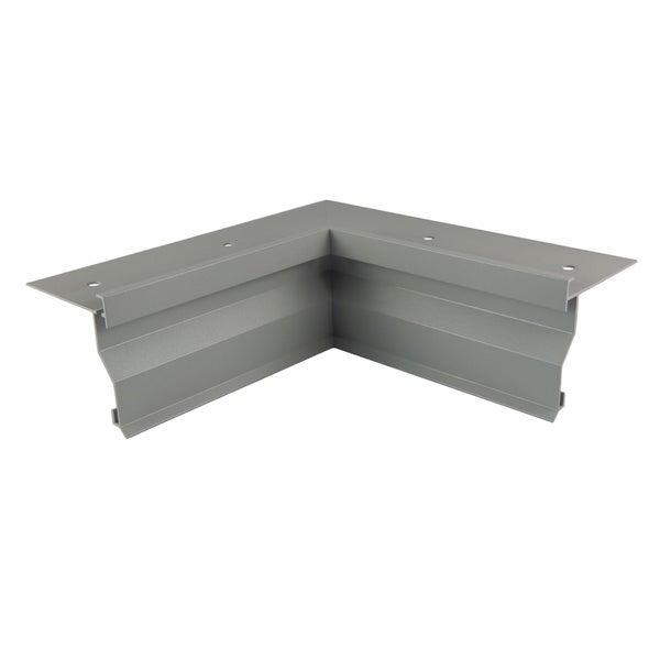 Graues Eckprofil aus Aluminium mit vorgebohrten Löchern für Terrassenabschlüsse.