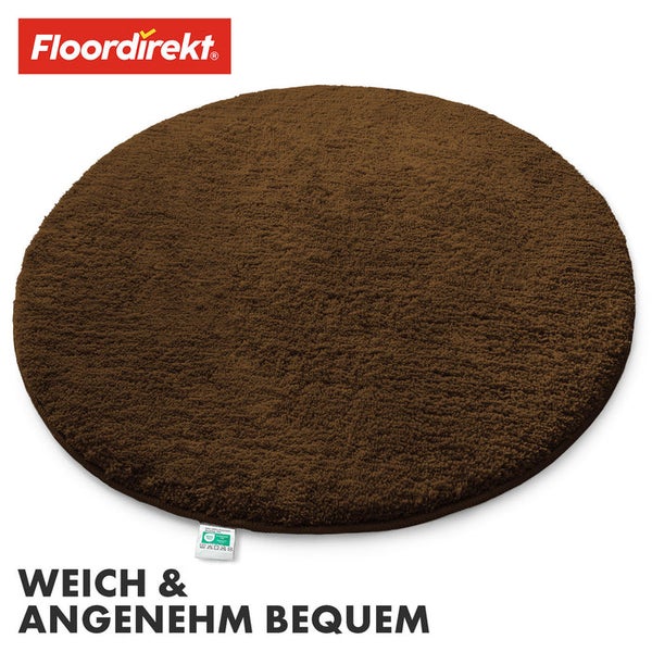 Runder, brauner Badteppich von Floordirekt