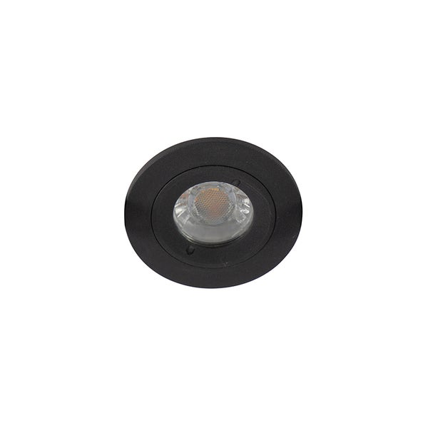 Runder schwarzer LED-Einbaustrahler.