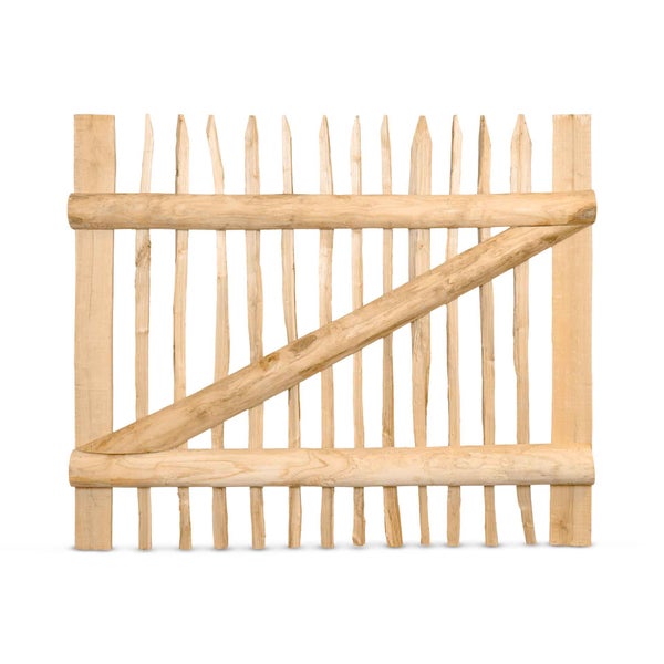 Staketenzaun-Tor (genagelte Ausführung), Edelkastanie B120 cm H100 cm