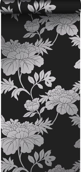 Origin Wallcoverings Tapete Blumen Schwarz - 53 cm x 10.05 m - 345927
