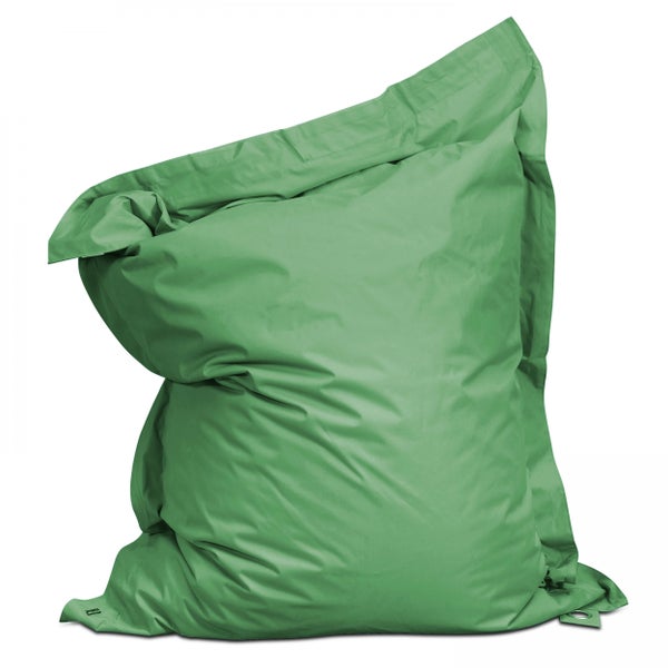 Großer grüner Sitzsack aus robustem Textilmaterial für den Innenbereich und Außenbereich.