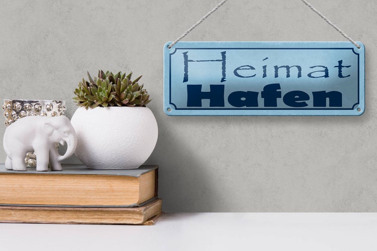 Blechschild Spruch 27x10cm Heimat Hafen Dekoration