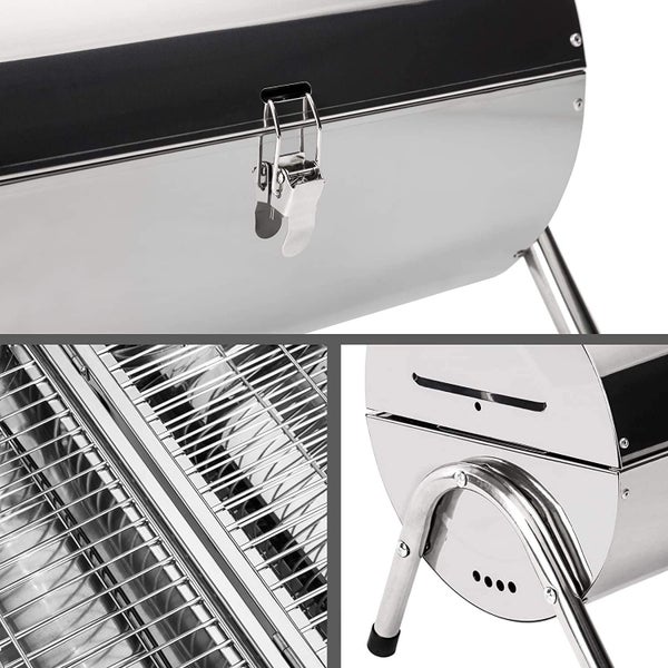 RESCH mobiler Holzkohle Grill klappbar, Edelstahl Tischgrill Holzkohlegrill Campinggrill Grillen