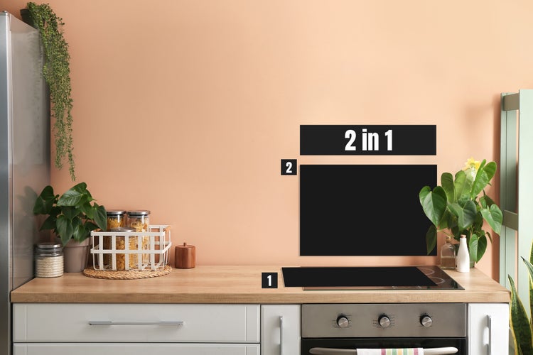 Herdblende-/Abdeckplatte Abdeckplatte Herd - Acrylglas Schwarz Einfarbig | Spritzschutz | Küchenrückwand |  Lokal produziert Camping | COV00036_schwarz | 60cm x 52cm  x 0.4cm