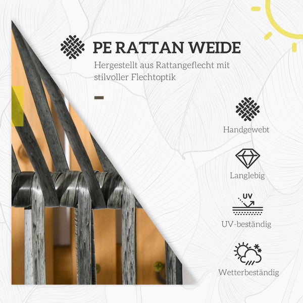 Geflochtener Hängeeier-Sessel mit Polster auf einer Terrasse