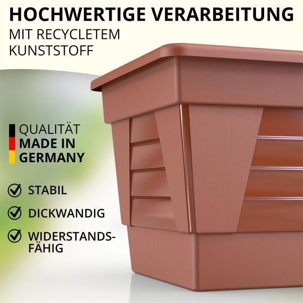 Plastard Blumenkasten 3er Set Terrakotta 100x21x17 cm Pflanzkasten Balkonkasten Pflanzkübel