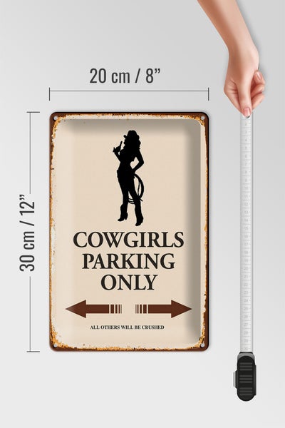 Blechschild Spruch 20x30cm Cowgirls parking only