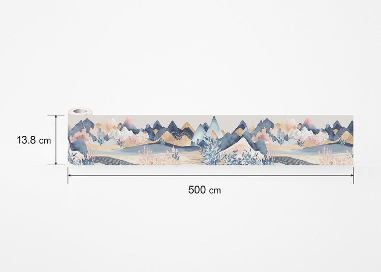 Tapetenbordüre mit Berglandschaft, Höhe 13.8 Zentimeter, Länge 500 Zentimeter.