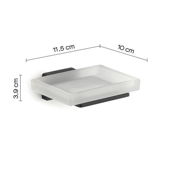 Kristallglasschale mattiert, schwarze Halter | Atene