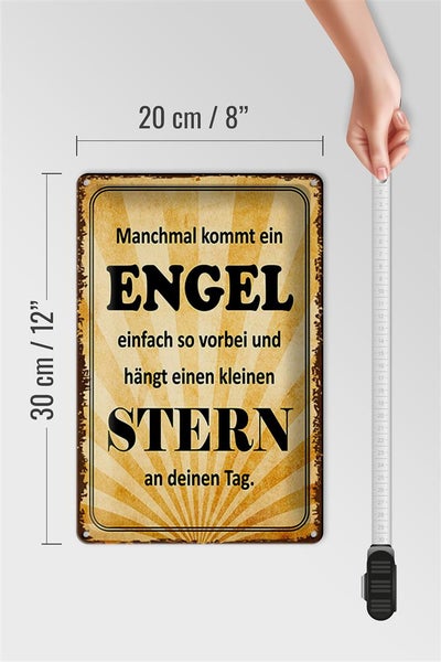 Blechschild Spruch 20x30cm manchmal kommt ein Engel