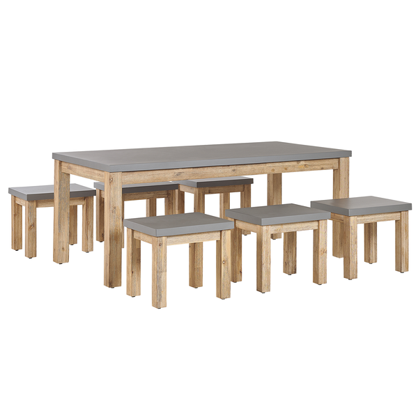Gartenmöbel Set mit Hockern 6-Sitzer OSTUNI Beton Grau
