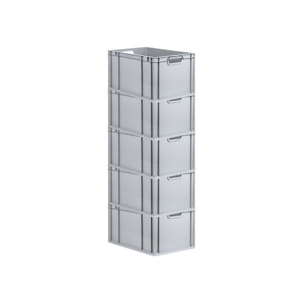PROREGAL Spar Set 5x Eurobox Nextgen Economy Mit Scharnierdeckel & Schwarzen Schiebeschnappverschlüssen Griffe Offen HxBxT 32 x 40 x 60 cm 65 Liter