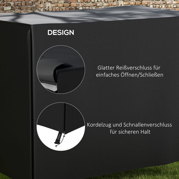 Outsunny Hollywoodschaukel Abdeckung 3 Sitzer, Wasserabweisend Winterfest Schutzhülle für Gartenschaukel, UV-Beständig Abdeckplane, Abdeckhaube, Reißfest 600D Oxford Gewebe, 205x124x164cm Schwarz