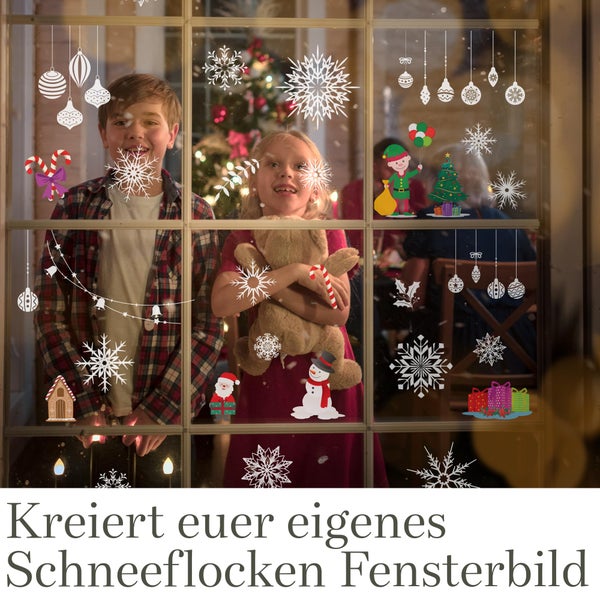 200 Fensterbilder Weihnachten Schneeflocken - Weihnachtsdeko Fenster Selbstklebend - Wiederverwendbare Fenster Aufkleber - Weihnachten Fenster Deko - Fensterbilder Weihnachten