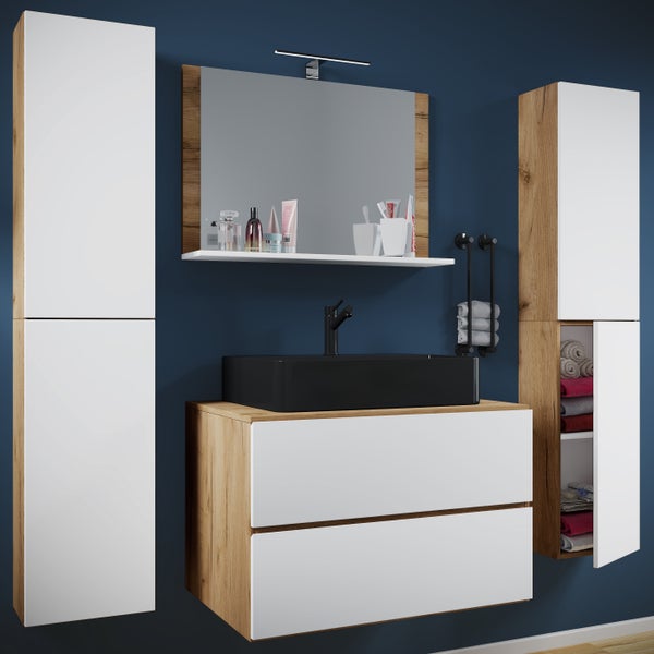 5-tlg Waschtisch Badmöbel 80cm Lendas XL Schublade