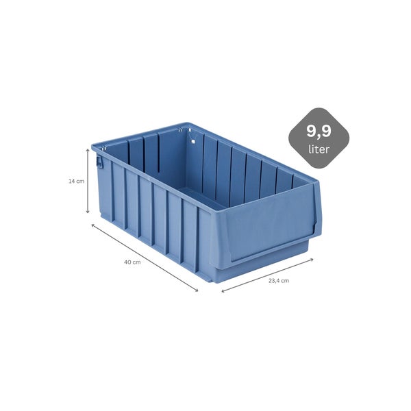 PROREGAL SuperSparSet 8 x Regalkasten 400 BH Mit Etikett und Schutzhaube HxBxT 14 x 23,4 x 40 cm 9,9 Liter Sichtlagerkasten Sortimentskasten