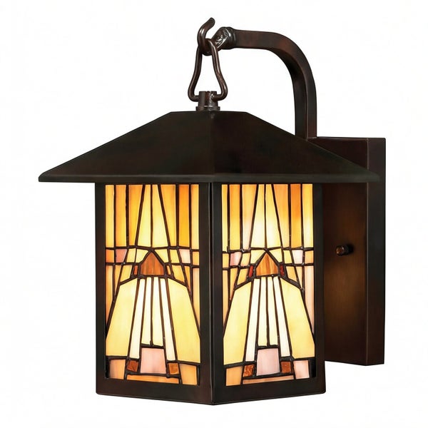 Wandleuchte im Kunsthandwerkstil mit geometrischem Glasdesign