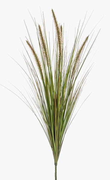 Künstliches Ziergras im Topf mit hellbraunen Blütenwedeln