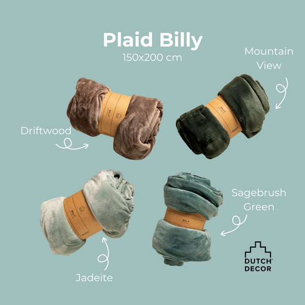 Verschiedenfarbige Billy Plaids, zusammengerollt und mit Banderole